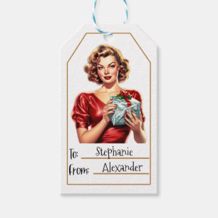 Vintage Elegantin  Personalisiert nach und von (7) Geschenkanhänger