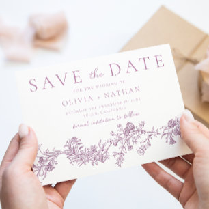 Vintage Eleganz: Dusty Rose Blush Florale Hochzeit Save The Date