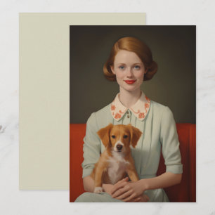 Vintage Eleganz: Frauen mit Welpe in Pastel
