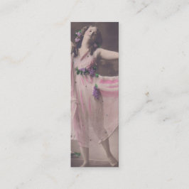 Vintage Eleganz im Rosa Blumenkleid Lesezeichen Mini Visitenkarte