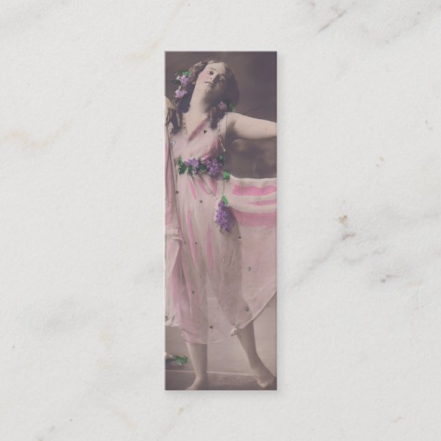 Vintage Eleganz im Rosa Blumenkleid Lesezeichen Mini Visitenkarte (Vorderseite)