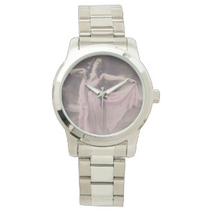 Vintage Eleganz in rosa, florales Kleid Armbanduhr