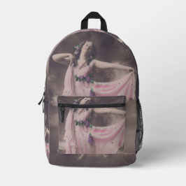 Vintage Eleganz in rosa, florales Kleid Bedruckter Rucksack