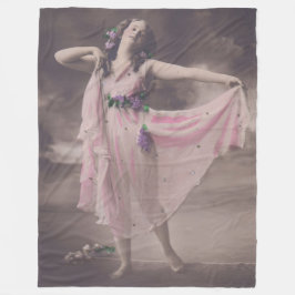 Vintage Eleganz in rosa, florales Kleid Fleecedecke