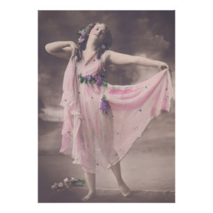 Vintage Eleganz in rosa, florales Kleid Fotodruck
