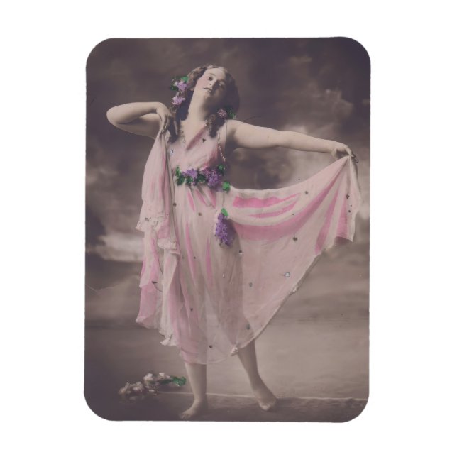 Vintage Eleganz in rosa, florales Kleid Magnet (Vertikal)