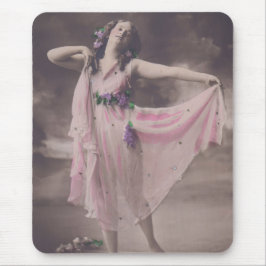 Vintage Eleganz in rosa, florales Kleid Mousepad