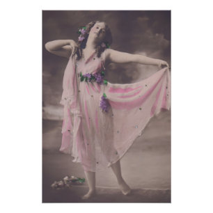 Vintage Eleganz in rosa, florales Kleid Poster