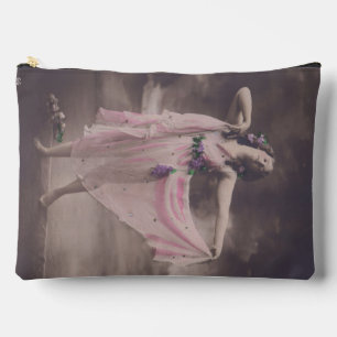 Vintage Eleganz in rosa, florales Kleid Zubehörtasche