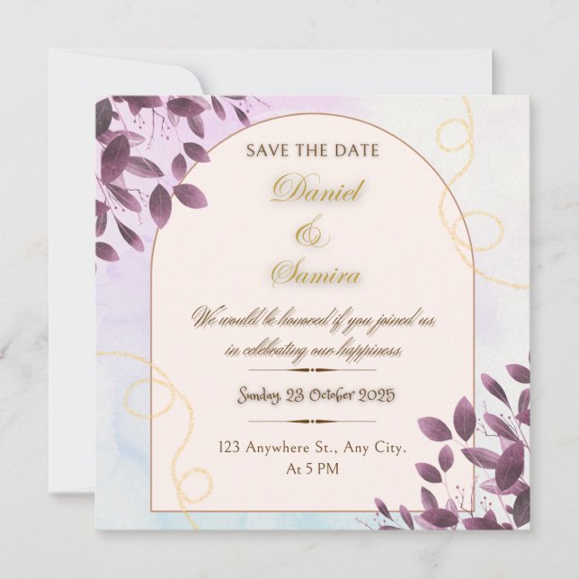 Vintage Eleganz: Klassische Blumenhochzeit Rette Save The Date (Vorderseite)