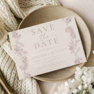 Vintage-Eleganz: Klassische neutrale Hochzeit Save The Date