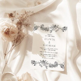 Vintage Eleganz: Klassische Schwarz-Weiß-Hochzeit Einladung