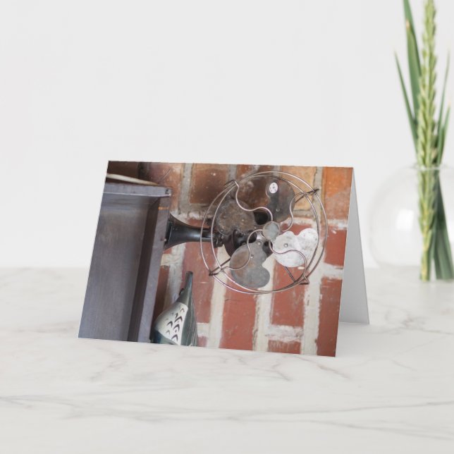 Vintage Eleganz: Klassischer Lüfter und Töpferei Karte (Vorderseite)