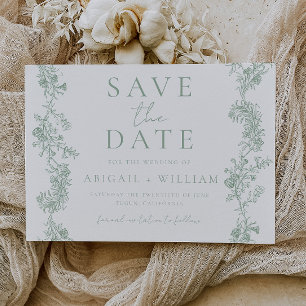 Vintage Eleganz: Klassischer Luxus-Sage-Hochzeit Save The Date