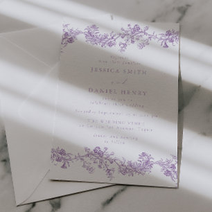 Vintage Eleganz: Lavendel Blumenhochzeit Einladung