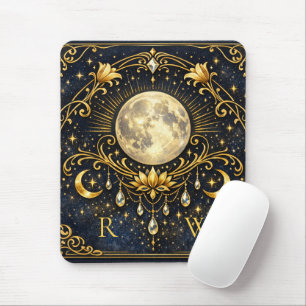 Vintage Eleganz Mystisches Gold Himmlisches Monogr Mousepad