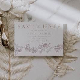 Vintage Eleganz: Neutrale klassische Blumenhochzei Save The Date