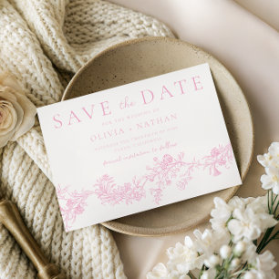 Vintage Eleganz: Rosa Blumige Hochzeit Save The Date