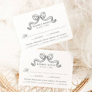 Vintage Eleganz Schwarze Fliege Hochzeitsessen RSV Begleitkarte