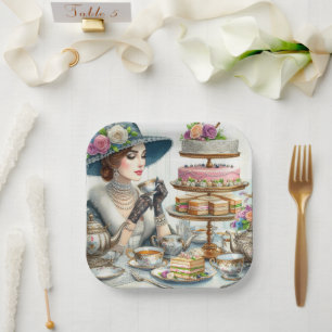 Vintage-Eleganz-Teeparty-Papierteller Pappteller