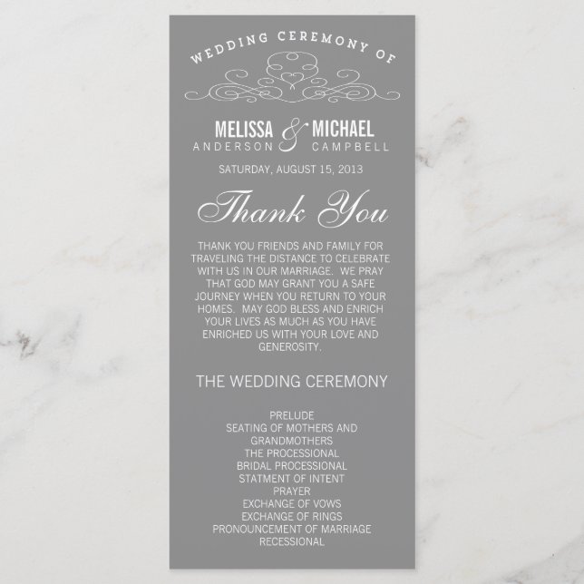 VINTAGE ELEGANZ | WEDDING-PROGRAMM PROGRAMM (Vorderseite)