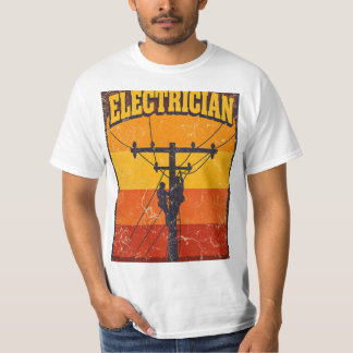 Vintage-Elektriker-Freileitungsmonteur-Retro-Sonne T-Shirt