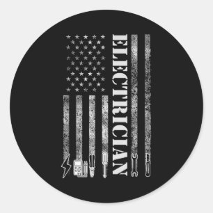 Vintage-Elektriker Nge USA-Flagge Grafik Runder Aufkleber