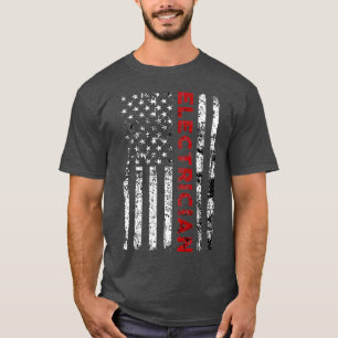 Vintage Elektriker USA Flag Geschenk Lineman Flag T-Shirt