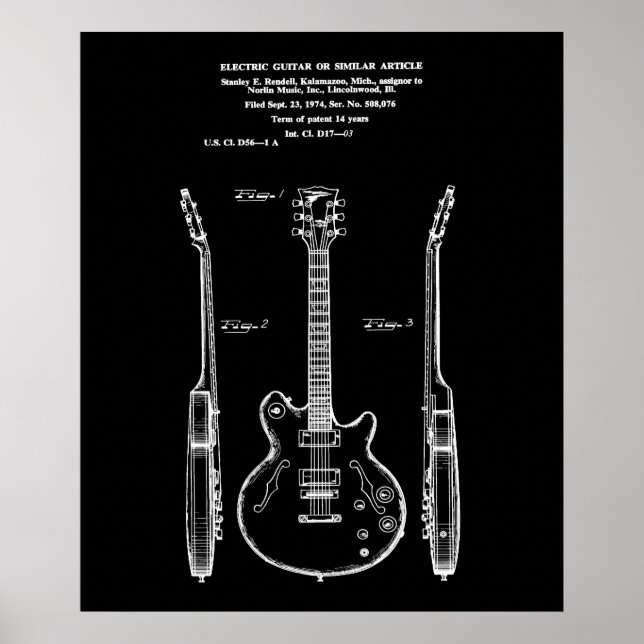Vintage elektrische Gitarrenpatentkunst Poster (Vorne)