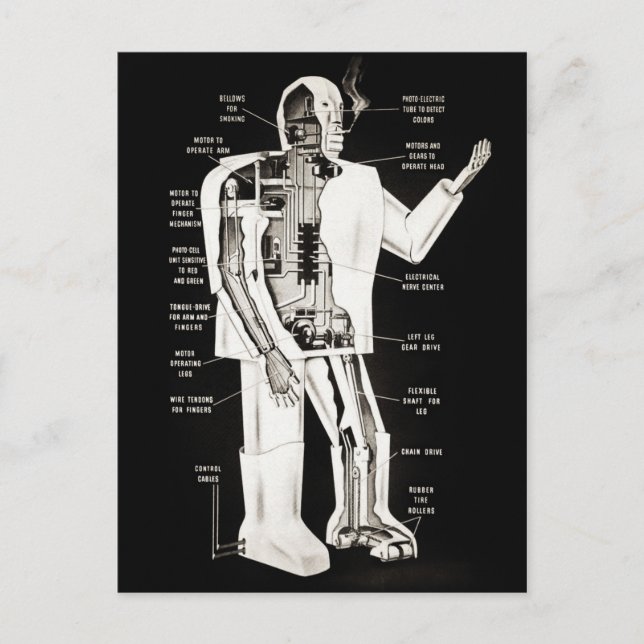 Vintage Elektro Robot Design Postkarte (Vorderseite)