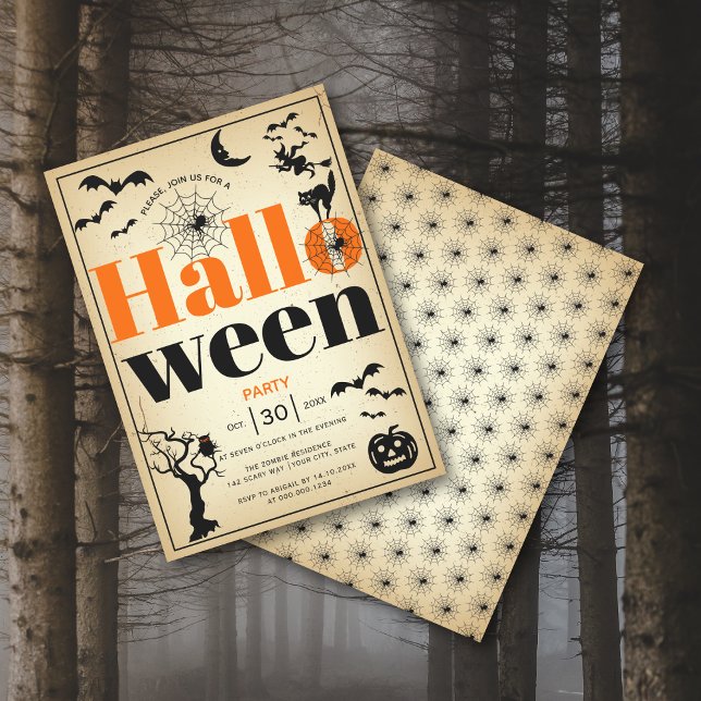Vintage Elemente Erwachsene Halloween-Party Einladung (Von Creator hochgeladen)