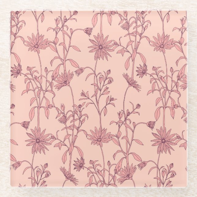 Vintage Elemente, nahtloser Hintergrund. Glasuntersetzer (Vorderseite)