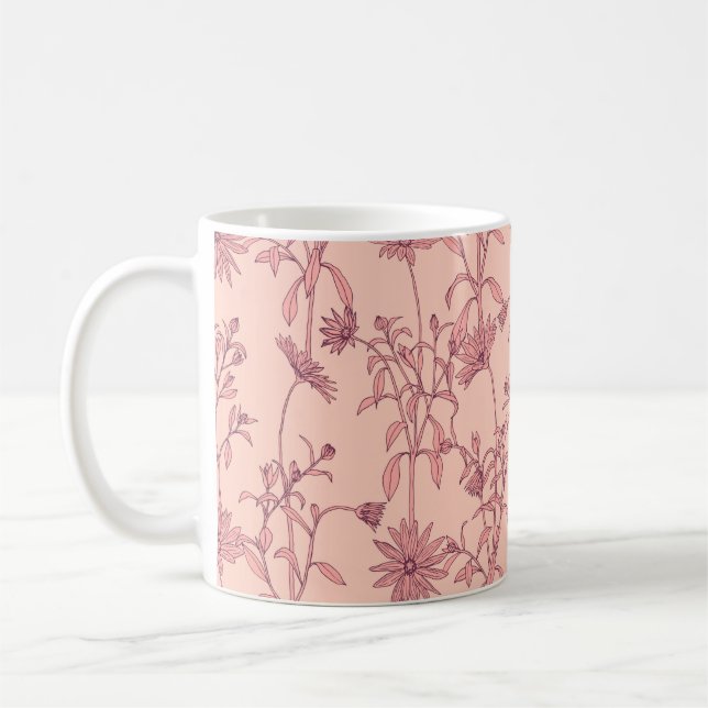 Vintage Elemente, nahtloser Hintergrund. Kaffeetasse (Links)