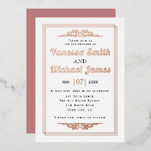 Vintage Elemente Typografie Hochzeitsfolie Rose Folieneinladung