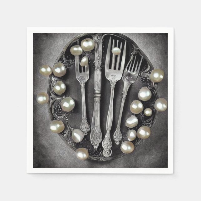 Vintage Elemente und HochzeitsPerlen 7 Serviette (Vorderseite)