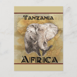 Vintage Elephant Africa Travel Map Postkarte