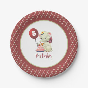 Vintage Elephant Birthday Paper Plate Pappteller