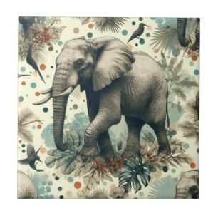 Vintage Elephant Dschungelmalerei Fliese