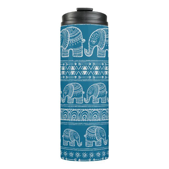 Vintage Elephant Frame Illustration Thermosbecher (Vorderseite)