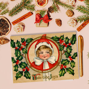 Vintage-Elfen-Mädchen-Weihnachtsgruß Feiertagskarte