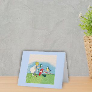 Vintage-Elfen-Vogel-Osterhasen-Eier Feiertagskarte
