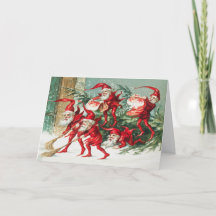 Vintage-Elfen-Weihnachtsfeiertagskarte