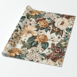 Vintage Elfenbein-Blume, Muster für mehrfarbige Ro Geschenkpapier