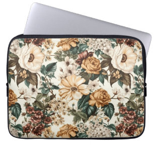 Vintage Elfenbein-Blume, Muster für mehrfarbige Ro Laptopschutzhülle