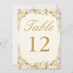 Vintage Elfenbein Elegante Hochzeitstisch Nummer Einladung