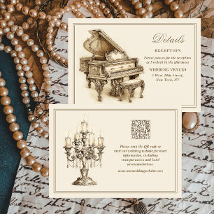 Vintage Elfenbein Zeitloser QR-Code Details Hochze Begleitkarte