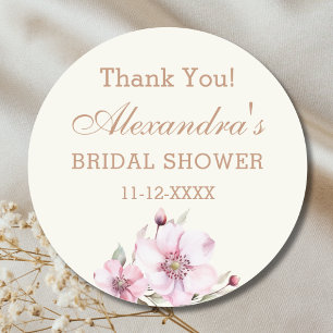 Vintage Elfenbeinfarbene Rosen Brautdusche Danke s Runder Aufkleber