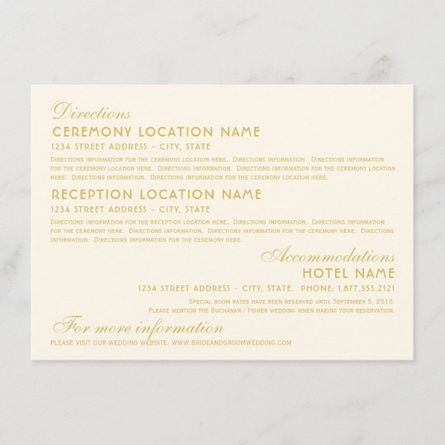 Vintage Elfenbeingolden Art Deco Begleitkarte (Vorderseite)