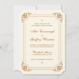 Vintage Elfenbeinkupfer-Elegante-Engagement-Partei Einladung