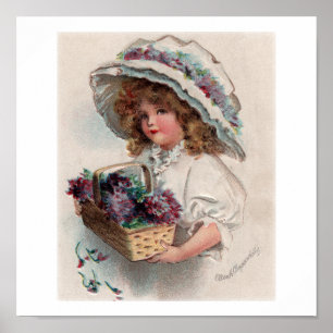 Vintage-Ellen-Clapsaddle-Mädchen-mit-Haube-Plakat Poster